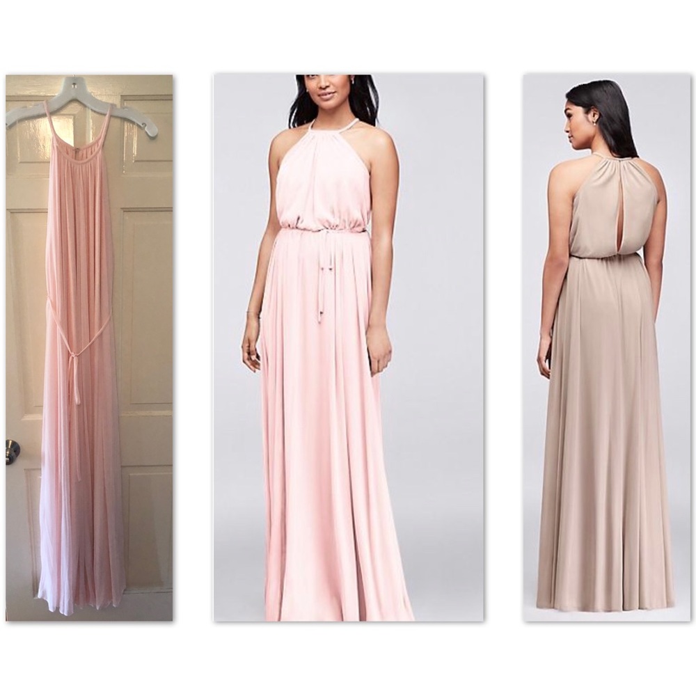 David’s Bridal. Soft chiffon. Petal Pink.